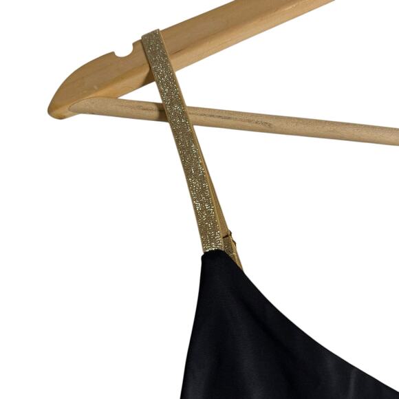 Beach Riot Leslie Black Cut Out Gold Metallic Trim One Piece Swimsuit Size Large - Picture 7 of 10